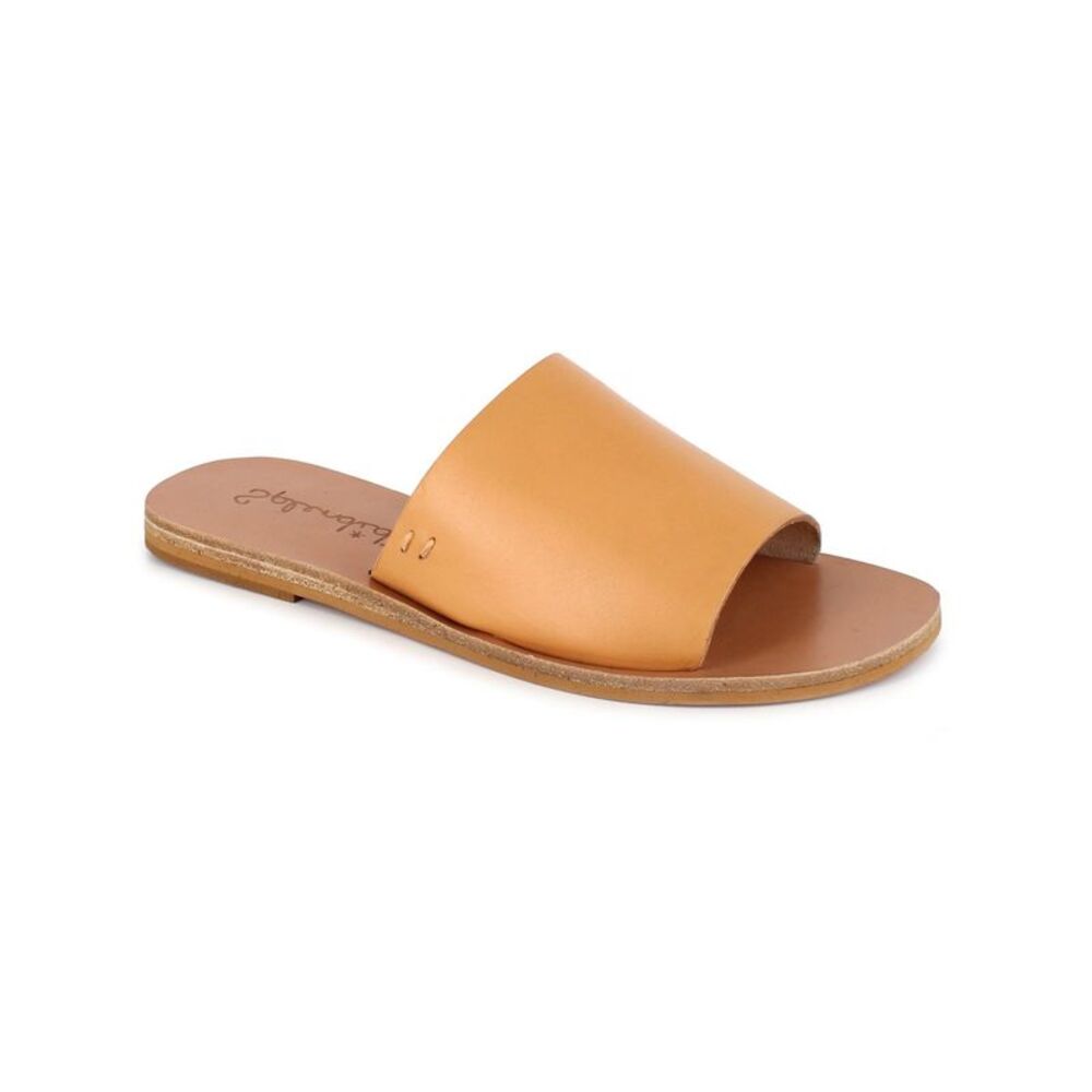 SPLENDID Womens Beige Thea Round Toe Slip On Leather Slide Sandals Shoes 11 B